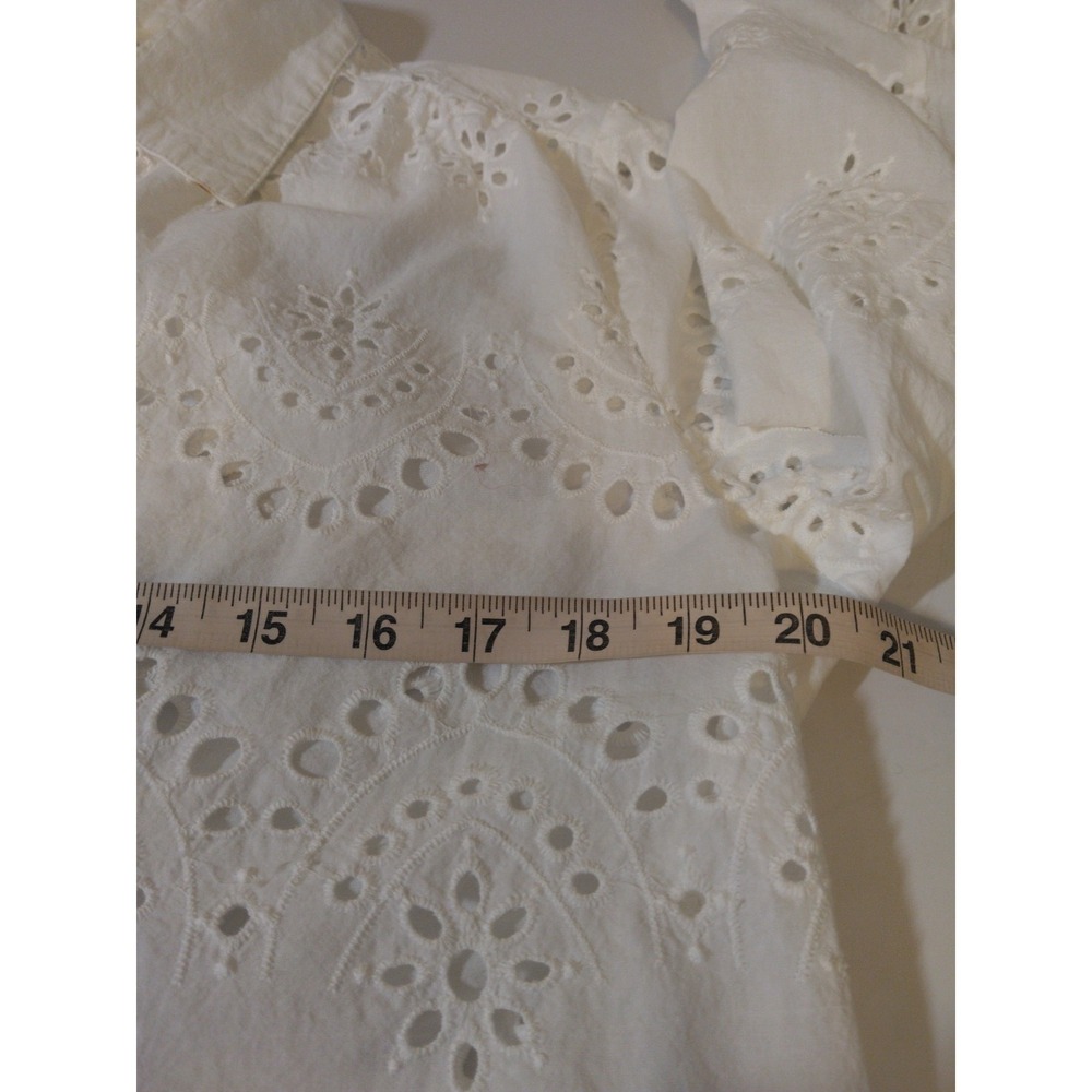 Womens Eyelet‎ Embroidered Button Front Tunic  Shirt Size L Coastal Boho Cottage - Picture 7 of 11
